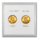 1914 Belgium Gold 20 Francs 2 Coin Set (French & Flemish)
